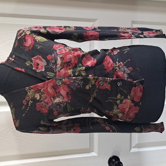 Ralph Lauren Sweaters - Lauren Ralph Lauren Silk Petite Floral Roses Cotton Cardigan Jacket Sweater